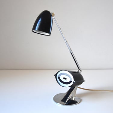 Mid Century Modern Telescoping Hi-Intensity Desk Task Lamp in Black and Silver by Hamilton Industries 