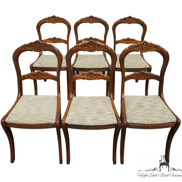 Set of 6 TELL CITY Solid Mahogany Traditional Duncan Phyfe Style Rose Back Dining Side Chairs 4563 