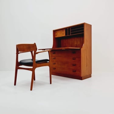 Mid century Scandinavian secretary with drawers in teak by Borge Mogensen, Denmark, 1960s 