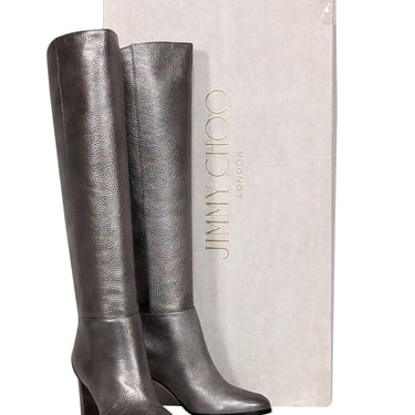 Jimmy Choo - Metallic Silver Tall Leather Boots Sz 5