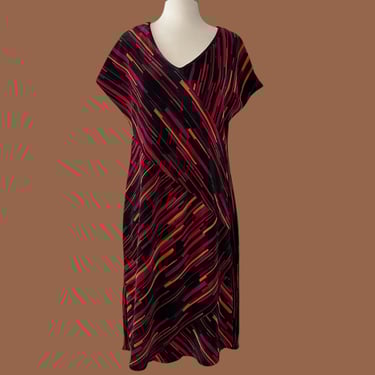 Vintage Robbie Bee Abstract Striped Dress, Size estimate S/M 