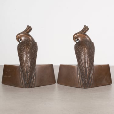 !Rare Jennings Brothers Bronze Plated Parrot Bookends c.1920