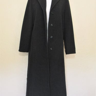 Vintage Bill Blass Maxi Coat, Size 14 Women, Charcoal Gray Lambswool/Cashmere, Long Coat 