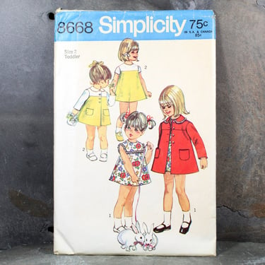 1969 Simplicity #8668 Toddler Girls Size 2 Dress Pattern | Cut, Complete Pattern | Bixley Shop 