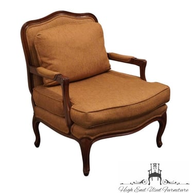 FREMARC / VANGUARD FURNITURE English Walnut Open Arm French Provincial Bergere Arm Chair F09-42731 