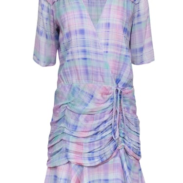 Veronica Beard - Blue, Purple, Pink, & Green Plaid Silk Dress Sz 12