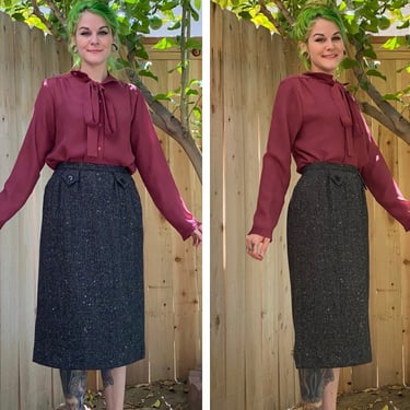 Vintage 1960’s Grey Wool Pencil Skirt 