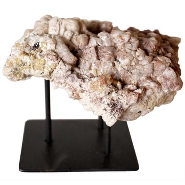 Crystal Rock Specimen with Custom Iron Stand. geode / mineral now on a custom black metal base. Rock collection / collector. 