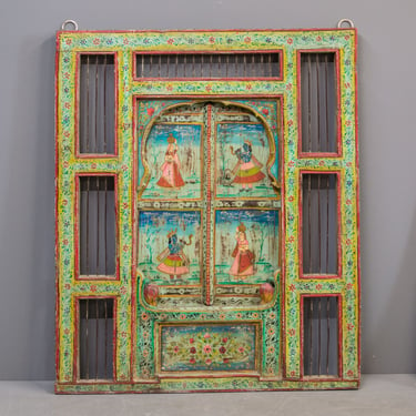 Antique Rajasthani Folk Art Painted Window