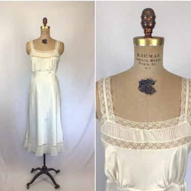 Vintage 50s slip | Vintage white lace dress slip | 1950s full slip negligee 