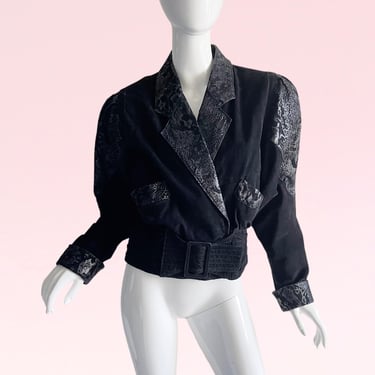 Vintage 1980s G III Suede Snakeskin Glam Rock Jacket - A Bold and Iconic Piece of Fashion History 