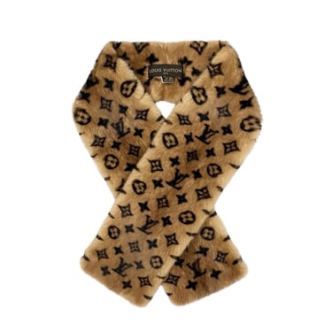 Louis Vuitton Brown Logo Mink Scarf