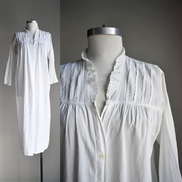 Edwardian White Cotton Lace Nightgown 