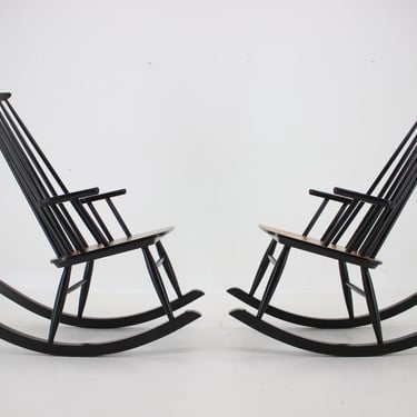 1960s Pair of Varjosen Puunjalostus Beech Rocking Chair, Finland 