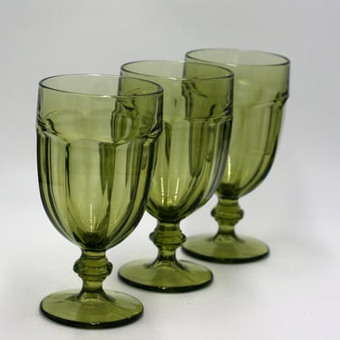 vintage Duratuff green goblets set of three 