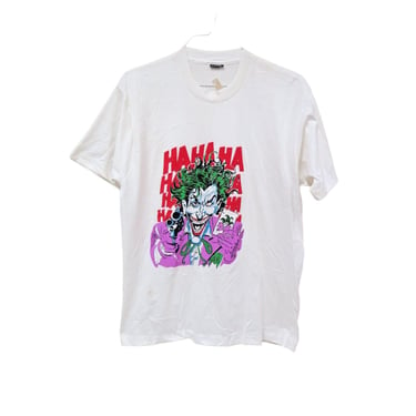 Vintage 1980's 1989 Batman The Joker DC Comics Ha Ha Ha White T-Shirt XL New 