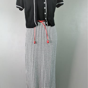 No Body But You - 2 Piece Set - Knit - Black and White - Sweater Dress - by Rogers - Estimated size Small 4/6  - Circa 1970s 