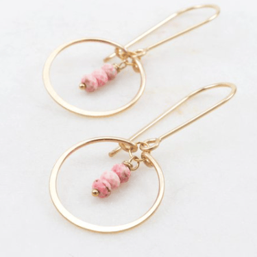 Amy Olson | Petite Circle Pink Opal Drop Earrings
