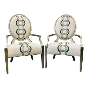John Richard Modern Lancaster Arm Chairs Pair