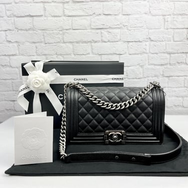 Chanel Medium Calfskin & Ruthenium-Finish Metal Black, New in Box