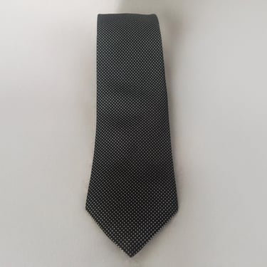1990s Black and White Silk Brocade Tie by Bert Pulitzer | 90s Vintage Micro Polka Dot Woven Necktie 