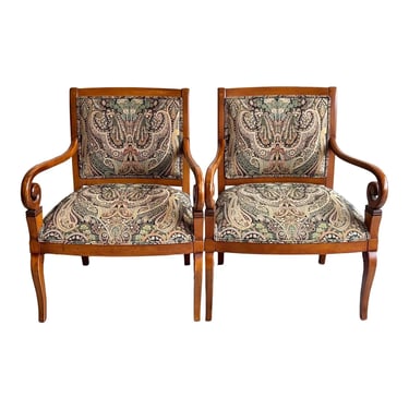 Ethan Allen Neoclassic Accent Armchairs - a Pair 