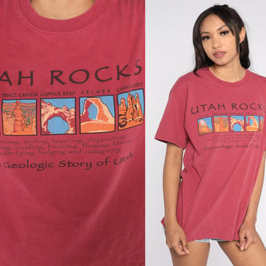 Utah Rocks Shirt 90s Geology T Shirt Rock Formations Graphic Tee Hoodoos Arches UT State National Parks Graphic Tee Vintage 1990s Mens Large 