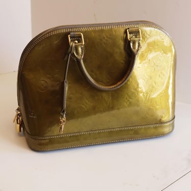 Louis Vuitton Vernis Alma PM Bag in Vert Bronze LV Monogram Gold Hardware Y2K Metallic 