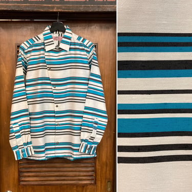 Vintage 1980’s -Deadstock- 1950’s Style Gradation Stripe Rockabilly Shirt, 80’s Vintage Clothing 