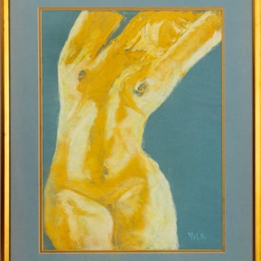 Vilk Nude Female Torso Color Pastel on Paper