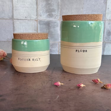 Kitchen storage,  Flour canister, Coffee canister, Ceramic jar, Handmade pottery container 