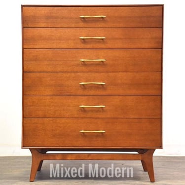 Walnut & Brass Tall Dresser by RWAY 