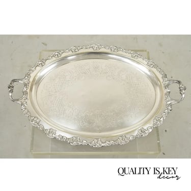 Vintage English Sheffield Silver Plated Oval Maple Leaf Serving Platter Tray