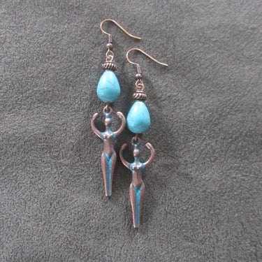 Unique goddess earrings, copper patina 2 