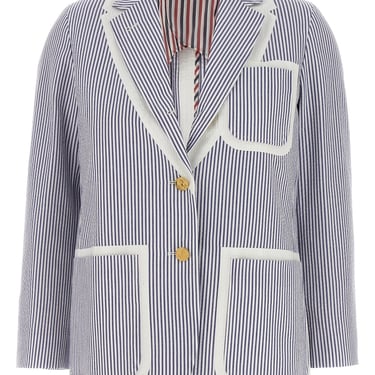 Thom Browne Women Single-Breasted Seersucker Blazer