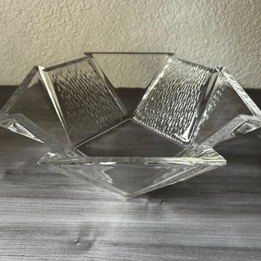 Vintage Mid-Century Geometric Glass Bowl, Fostoria George Sakier, Art Deco Geometric Glass Bowl , 1930'S 