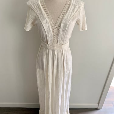 Bina made in India off white gauze 1970s tiered maxi dress-size XS/S 