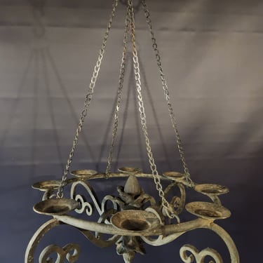 Vintage Wrought Iron Chandelier 18.75
