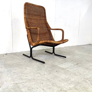 Mid-Century Wicker lounge chair by Dirk Van Sliedrecht, 1960's, Netherlands - Vintage rattan chair - rohe noordwolde chair 