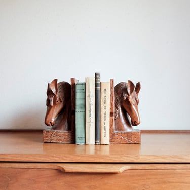Wood Horse Bookends - Pair 