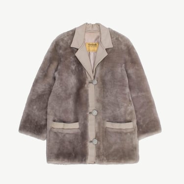 Womens 1960s Morlands grey sheepskin jacket, vintage sheepskin 60s coat, made in Glastonbury - Medium 