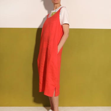 Basic linen dress, red