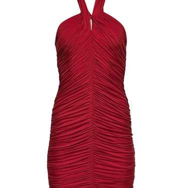 Aidan Mattox - Red Ruched Halter Dress Sz 4