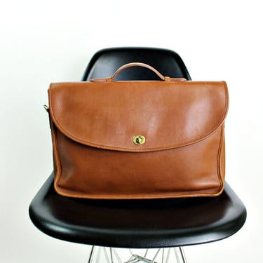 Vintage Coach 5265 British Tan Leather Lexington Briefcase Messenger Bag 
