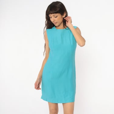 60s Turquoise Mini Mod Dress Shift Sleeveless Knee | Shop Exile - Tucson,  AZ | ATTIC