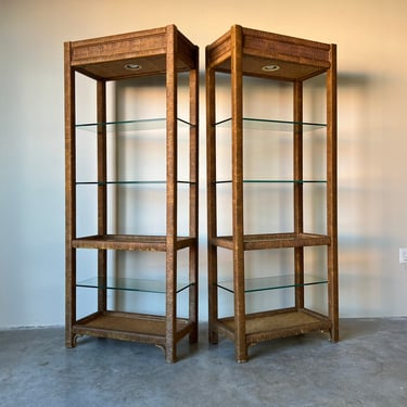 1970s Vintage Henry Link Lighted Etagere - a Pair 