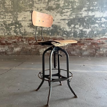 Vintage Toledo Uhl Steel Industrial Shop Stool 