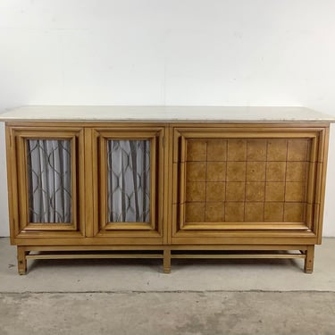 Mid-Century Travertine Top Credenza by JJ Metz 