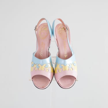 1960's Cotton Candy Pastel Slingback Pumps By Amano / Size 9 S