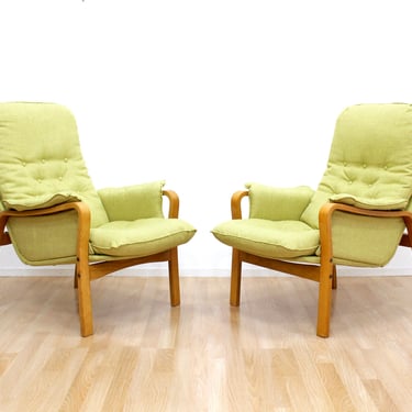 DONE - Pair of Vintage Ekornes Steam bent Teak  Lounge Chairs 
